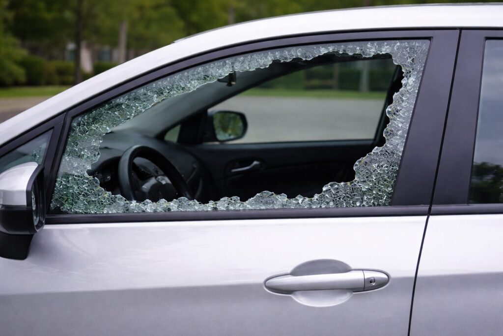 broken door glass on car - door glass replacement