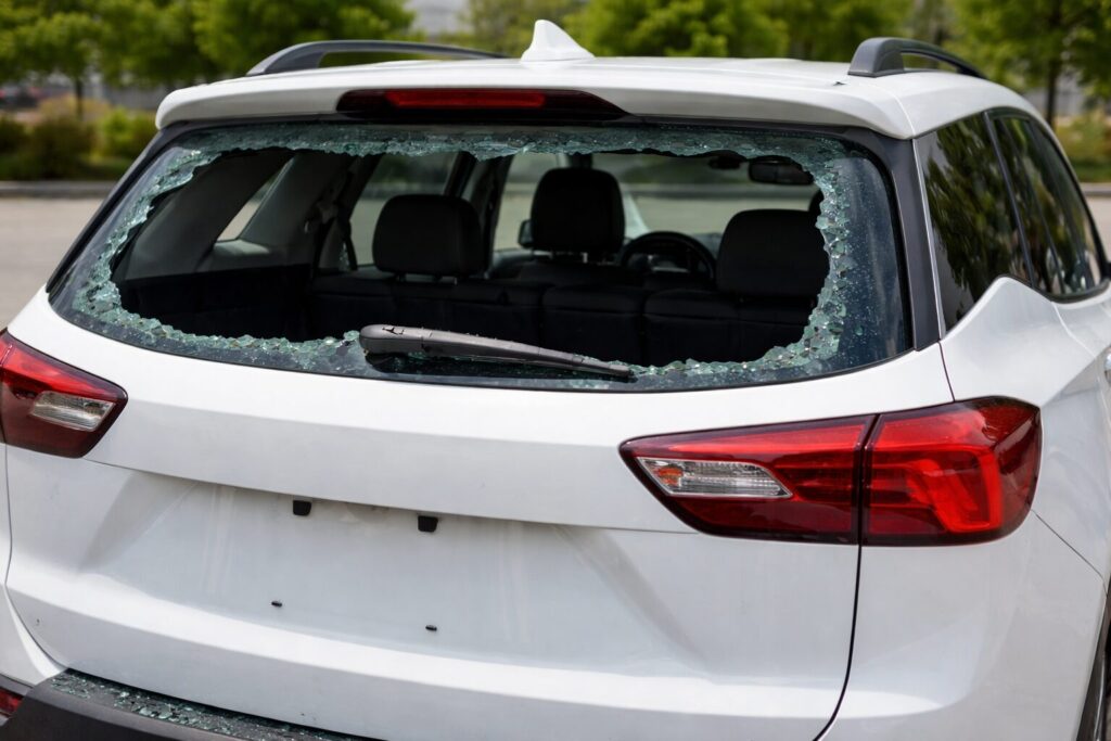 broken back glass on suv back glass replacement