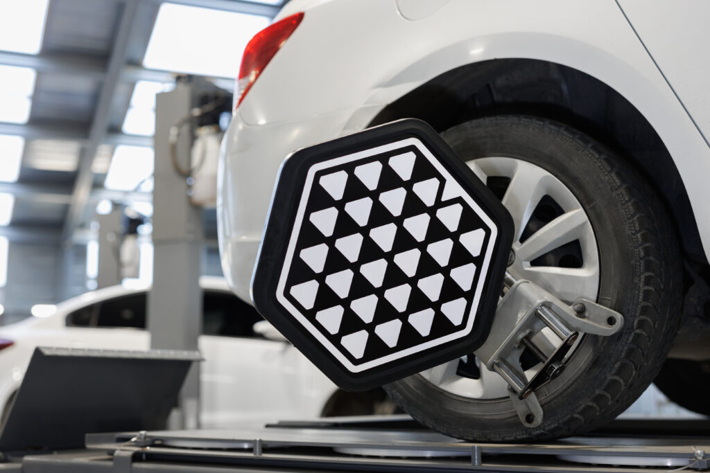 ADAS recalibration targets on car wheel
